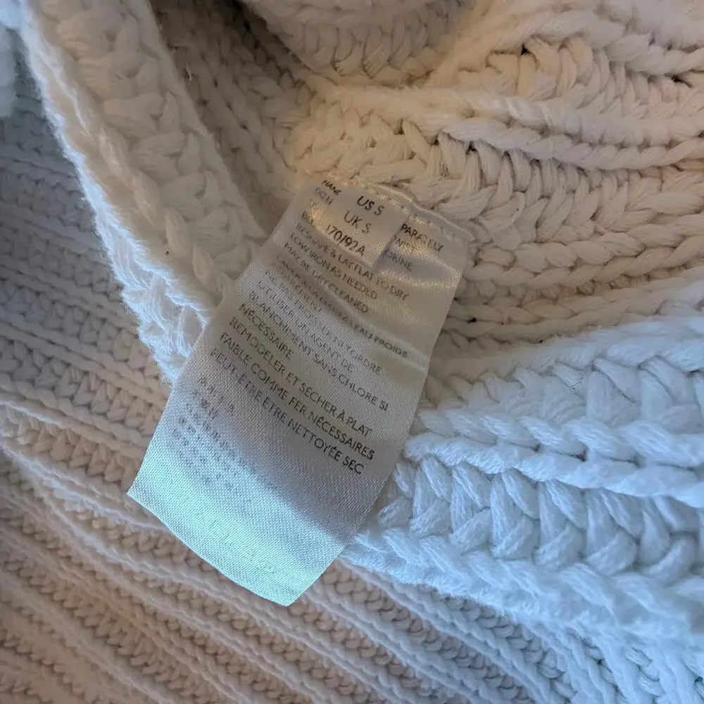 Free People Take‎ me home Sweater Size Small White Waffle Knit Oversized